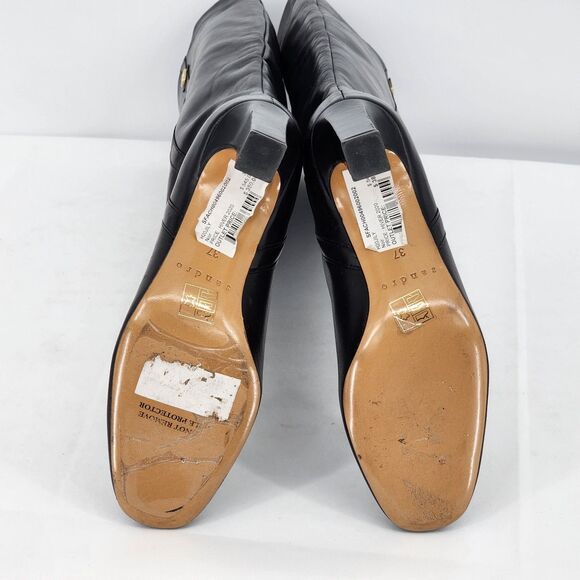 Sandro Jily Smooth Leather Black Tall Heeled Boots Size 37 EU NEW - Picture 7 of 11